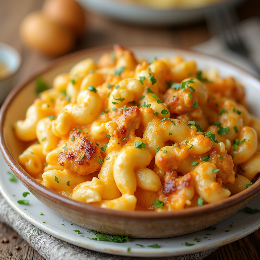 Creamy, cheesy, and spicy Buffalo Chicken Mac and Cheese. Perfect for dinner or game day. Try this comfort food classic toda