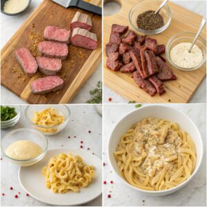 Garlic Butter Steak Bites & Spicy Cajun Alfredo Twisted Pasta 