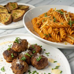 Garlic Butter Steak Bites & Spicy Cajun Alfredo Twisted Pasta 